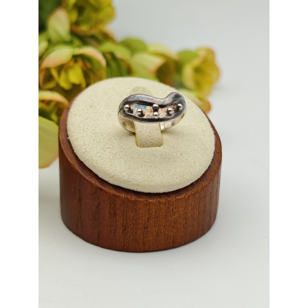 Artisan Handmade Sterling Silver Wave Ring Women Size 4.5 Silver Modernist Boho